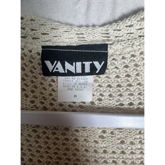 Vintage Crochet Tie Front Cardigan Womens Cream Cottagecore Fairy Boho 90s Sz M - Picture 5 of 6